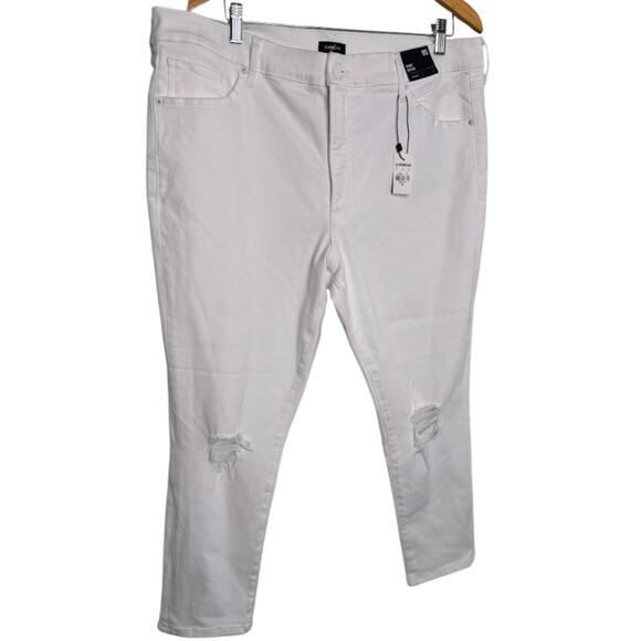 Express White Distressed Cropped Jeans Size 18S - Picture 2 of 9